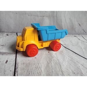 Vintage Viking Toys VikingPlast Blue Red Yellow Dump Truck Sweden Toy